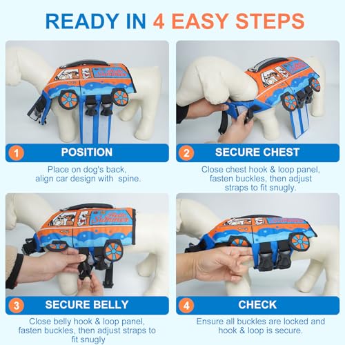 BEAUTYZOO Small Dog Life Jacket, High Flotation Dog Life Vest for Swimming & Boating with Rescue Handle Reflective Stripes,Adjustable Ripstop Dogs Lifejacket for Small Medium Dogs Puppy,Orange Car L - size: Large(Chest Girth: 22"-29")