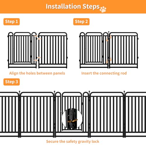 Puppy Playpen Dog Playpens Fence Outdoor Thickened Metal Tube, Low Threshold Dog Play Pen Indoors, 32" Height 8 Panels for Small/Medium/Large Dogs (Black) - style: 32" height