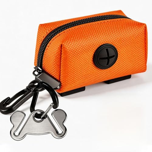 Dog Waste Bag Dispenser Pet Poop Bags Holder for Doggie Waste Bags Dispensers Soft Fabric Zipper Small Doggy Puppy Pouch for Leash Accessory Attachment with Carrier,Orange - color: 1PC Orange, size: 1 Count (Pack of 1)