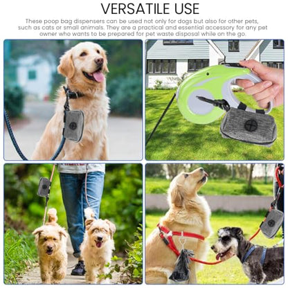 2pcs Dog Poop Bag Holder with 2 Hands-free holder Poop Bag Dispenser Pet Dog Waste Bag Dispenser Leash Attachment Fits Any Dog Leash for Dog Cat and Other Pets(Gray)