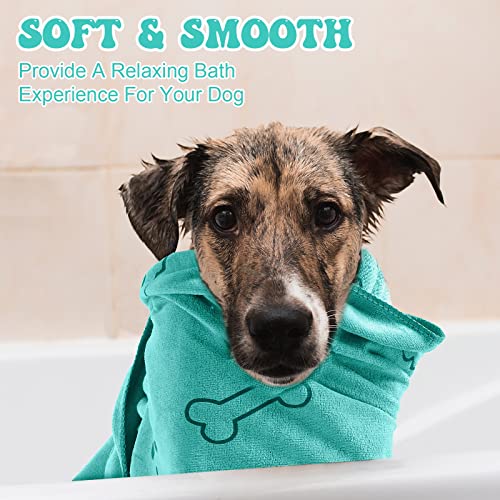 Peryiter 8 Pcs Dog Towels Pet Bath Drying Towels 55 x 28 Inches Large Absorbent Microfiber Quick Fast Drying Soft Beach for Lightweight Cat and Puppy Shower Essentials Cleaning Accessories(Cyan) - color: Cyan