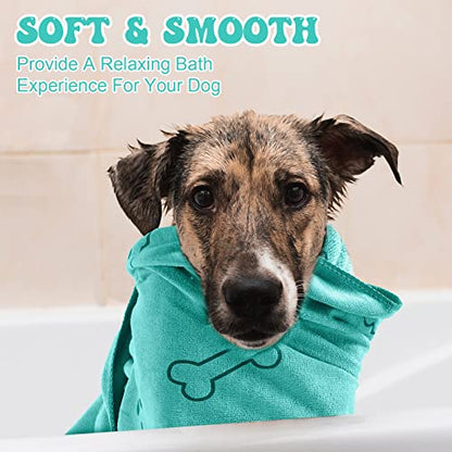 Peryiter 8 Pcs Dog Towels Pet Bath Drying Towels 55 x 28 Inches Large Absorbent Microfiber Quick Fast Drying Soft Beach for Lightweight Cat and Puppy Shower Essentials Cleaning Accessories(Cyan) - color: Cyan