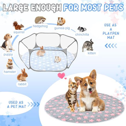 Hahafelt 4 Pcs Round Whelping Pee Pads Washable for Dogs Waterproof Pet Training Mats Reusable Puppy Whelping Pads Non Slip Cat Dog Bed Mat for Crate Kennel(Large Star,32 Inches) - size: 32 Inches