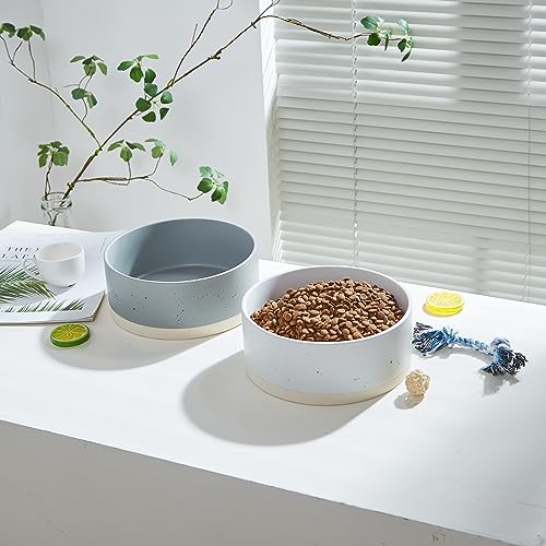 Oslo Ceramic Dog Bowl - 8'' Dog Food Water Bowl for Medium and Large Dogs, Heavy Duty Non-Slip Dog Dish, Modern Scandi-Style Stoneware Pet Feeder Bowl, Dishwasher Safe (70Oz, White) - size: 8 inch