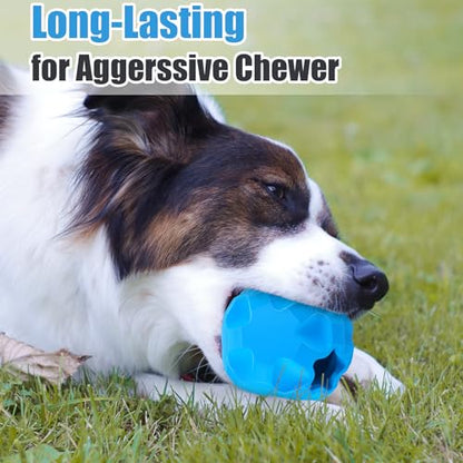 Treat Dispensing Dog Toys for Aggressive Chewers Large Breed, Rubber Balls for Dogs, Cognitive Dog Toys to Keep Them Busy, Dog Treat Toy Ball - color: Blue