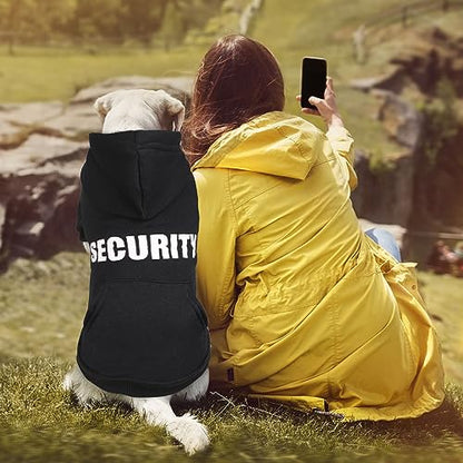 Dog Sweaters for Medium Dogs Security Dog Hoodie Pet Sweater Soft Brushed Fleece Clothes Pet Hoodie Sweatshirt with Pocket(M) - size: Medium