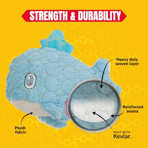 Bite Force - Durable & Strong Dog Toy Blue Whale with Squeaker, Kevlar-Reinforced Seams for Aggressive chewers- Blue. - color: Regular - Blue Whale