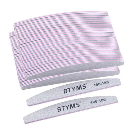 BTYMS 50 Pcs 100/180 Grit Nail Files - Double Sided Emery Boards for Acrylic, Gel & Natural Nails - size: 50 Count (100/180 Grit)