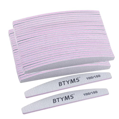 BTYMS 50 Pcs 100/180 Grit Nail Files - Double Sided Emery Boards for Acrylic, Gel & Natural Nails - size: 50 Count (100/180 Grit)