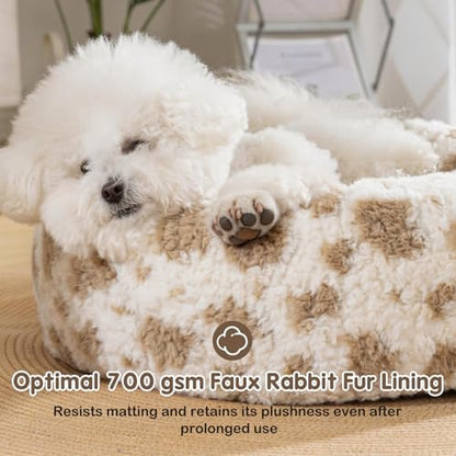 Avont Washable Donut Dog Bed with Removable Cover, Orthopedic Mixed Memory Foam Round Pet Bed, Ultra-Thick Faux Rabbit Fur Calming Cushion for Small, Medium Dogs - size: M ( 30")
