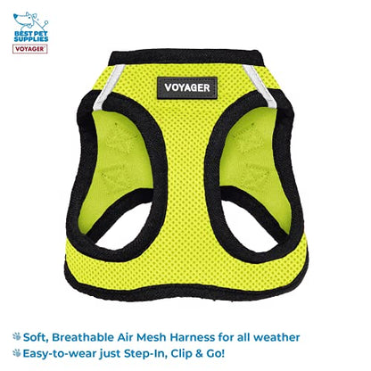 Voyager Step-in Air All Weather Mesh Harness and Reflective Dog 5 ft Leash Combo with Neoprene Handle, for Small, Medium and Large Breed Puppies by Best Pet Supplies - Green, X-Small - color: Leash Harness Set (Lime), size: XS (Chest: 13 - 14.5")