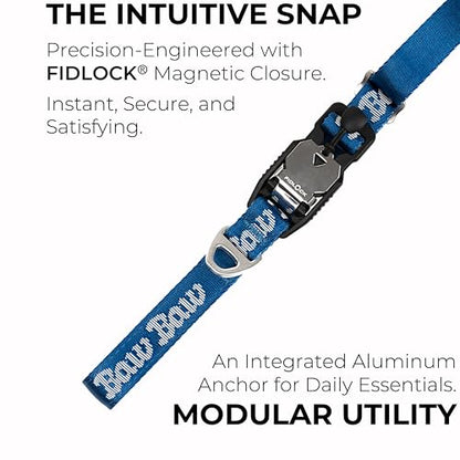 BawBaw Dog Leash – 8ft Adjustable Hands-Free, German Fidlock Magnetic Buckle, 3-Way Use (Hand-Held, Crossbody, Waist), V-Ring for Accessories, Walking & Running (Navy Blue) - color: Navy Blue