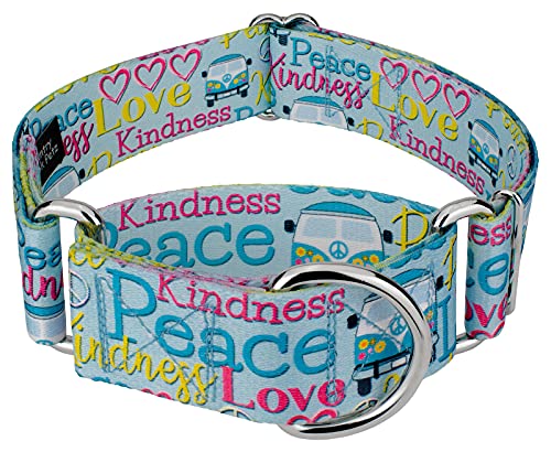 Country Brook Petz - HossFit Jr Wide Martingale Dog Collar - Groovy Collection Featuring Far Out Designs (Love and Peace, Extra Large) - color: Love and Peace, size: Extra Large (Pack of 1)