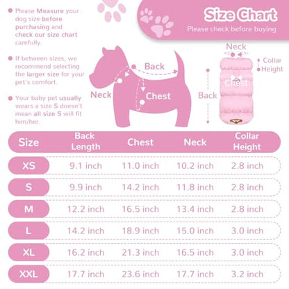 ABRRLO Winter Warm Dog Jacket for Small Medium Dogs Cat Cold Weather Coats with Harness Paded Dogs Fleece Vest Waterproof Windproof Dog Snow Jacket Pet Puppy Clothes (Pink,XS) - color: Pink, size: X-Small