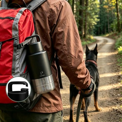 Dog Water Bottle with 2 Bowls, 32 oz Insulated Stainless Steel Portable Pet Travel Bottle, Food and Water Bowl Set for Walking Hiking Camping, Large Dog Accessories, Black - color: balck