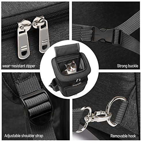 Wheeled Pet Carrier Backpack Pet Stroller, Travel Carrier, Car Seat for Small Dogs Cats Puppies, Comfort Cat Backpack Removable Rolling Wheels – Mesh Ventilation Windows (Black) - color: Standard Black