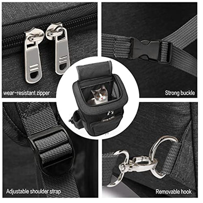 Wheeled Pet Carrier Backpack Pet Stroller, Travel Carrier, Car Seat for Small Dogs Cats Puppies, Comfort Cat Backpack Removable Rolling Wheels – Mesh Ventilation Windows (Black) - color: Standard Black