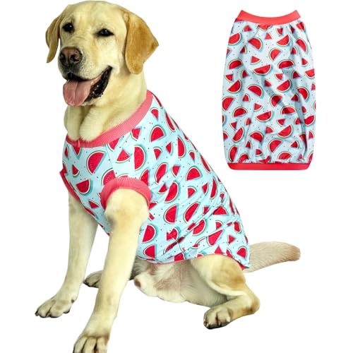 Dog Sleeveless T Shirt Red Watermelon Prints Vest Shirt Soft Stretchy Summer Clothes for Large Dog Boys Girls Shirt X-Large,Red - color: Blue Watermelon, size: XL