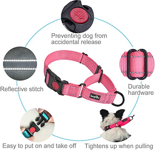 haapaw Martingale Dog Collar with Quick Release Buckle Reflective Dog Training Collars for Small Medium Large Dogs - color: Pink, size: M
