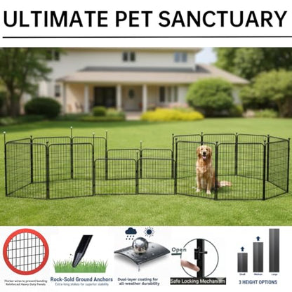Puppy Playpen Indoor/Outdoor,24'' Portable Dog Playpen with Easy-Carry Straps,6 Panels Dog Pen Play Pen for Small Dogs,Rustproof Pet Playpen for Camping RV Yard(with One Door) - size: 24'' High