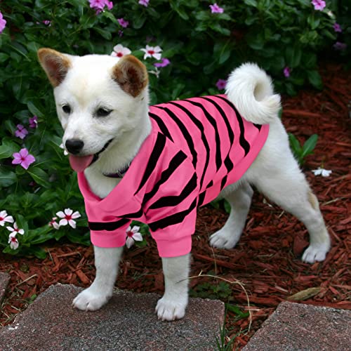 Pet Dog Striped T-Shirt Dogs Cats Cotton Vest Spring Summer Pet Apparel Tee Shirt Suitable for Small and Medium Large Pets French Bulldog Bichon - color: Pink, size: X-Small
