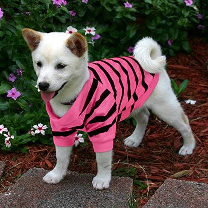 Pet Dog Striped T-Shirt Dogs Cats Cotton Vest Spring Summer Pet Apparel Tee Shirt Suitable for Small and Medium Large Pets French Bulldog Bichon - color: Pink, size: X-Small
