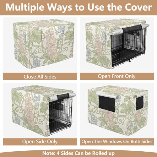 Pink Blue Floral William Morris Pattern Dog Crates Covers Puppy Kennel Cover Dog Crate Curtains - size: Small