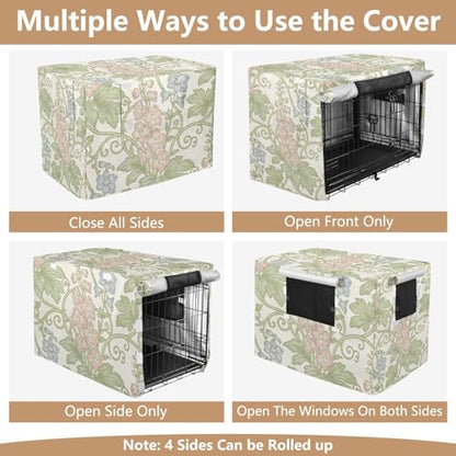 Pink Blue Floral William Morris Pattern Dog Crates Covers Puppy Kennel Cover Dog Crate Curtains - size: Small
