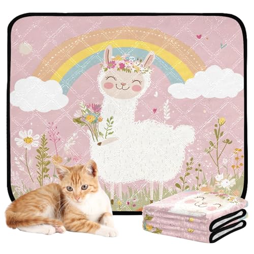 Qilmy Llama Pet Mat, Waterproof Reusable Dog Training Pad Anti-Slip Pet Creat Pad for Small Medium Large Dogs and Cats - size: Medium+Large