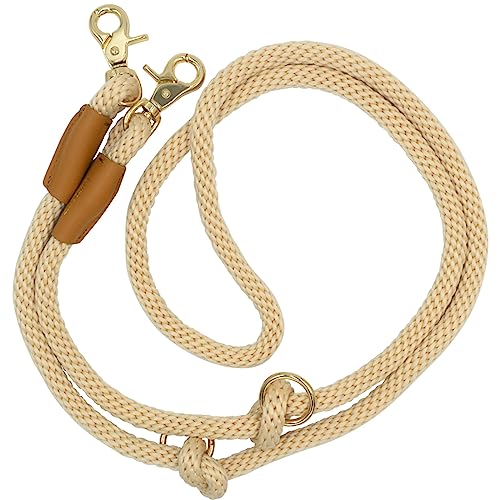 7FT Hands Free Dog Leash, Waist Dog Leash for Walking Running - color: Beige