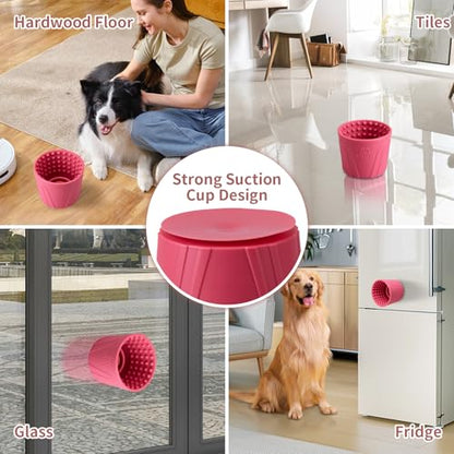 Dog Lick Bowl, Bestalk Anxiety Relief Slow Feeder Dog Lick Mat Treat Dispenser, Non-Slip Licking Bowl Enrichment Toys for Small Medium and Large Breed Dogs, BPA Free Silicone(Rose,M-L) - color: Rose, size: M-L