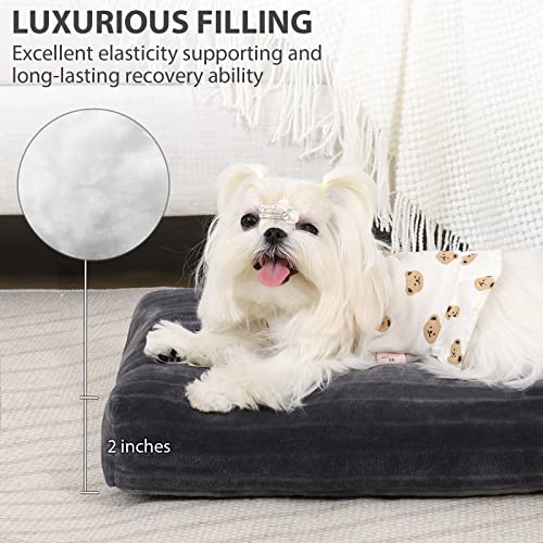 Dog Crate Bed Washable Dog Beds for XX-Small Dogs Deluxe Thick Flannel Fluffy Comfy Kennel Pad Anti-Slip & Anti-Scratch Pet Sleeping Mat, 17 x 11 Inch, Gray - color: Gray, size: 17.0"L x 11.0"W x 2.5"Th