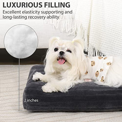 Dog Crate Bed Washable Dog Beds for XX-Small Dogs Deluxe Thick Flannel Fluffy Comfy Kennel Pad Anti-Slip & Anti-Scratch Pet Sleeping Mat, 17 x 11 Inch, Gray - color: Gray, size: 17.0"L x 11.0"W x 2.5"Th