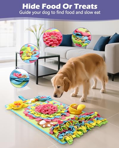 Snuffle Mat for Dogs -30.7 * 18.9inch Pet Treats Feeding Mat, Interactive Dog Puzzle Toy for Boredom, Dog Feeding Mats for Slow Feed, Relieve Anxiety, Encourages Natural Foraging Skills - size: 30.7*18.9in