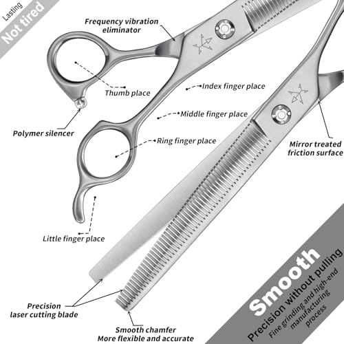 High-end Professional Dog Grooming Thinning Scissors Teeth Cutting Blending Shears Pet Texturizing Shears 7.5 Inch Extremely Very Sharp Stainless Steel Alloy For Cat Other Animals Groomer - style: 7.5inch Tiny Teeth Thinning