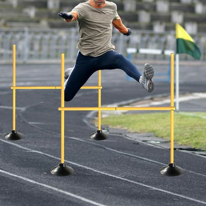 TNZMART 4.9 FT Agility Poles Adjustable Hurdles for Soccer Football Speed Training Equipment Track and Field - style: 3 groups