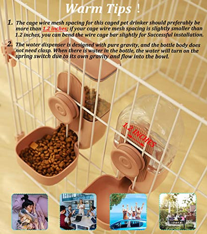 Kenond 35oz Hanging Automatic Pet Food Water Dispenser, Auto Gravity Pet Feeder and Waterer Set, Cage Cat Food Bowl Dog Feeding Station for Puppy and Kitten Rabbit Chinchilla Hedgehog Ferret (Pink) - color: Pink