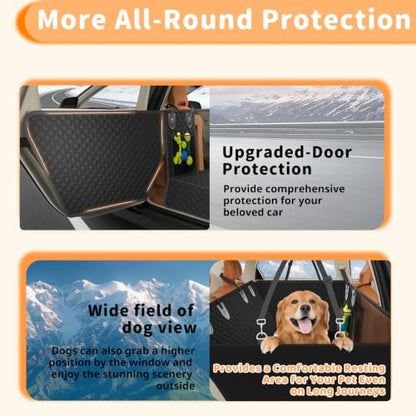Dog Car Seat Cover for Back Seat,Waterproof Oxford cloth Hard Bottom Car Seat Cover for Dogs,Non-slip Backseat Dog Cover with Upgraded Door Protection Flap 52×25in,Dog Hammock for Car SUV Small Trucks - size: Medium