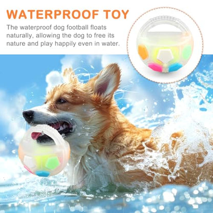 Dog Calming Ball with Handle, Interactive Football Shape Dogs Toy, Squeaky, The Mellow Dogs Strong Rubber Floating Ball for Water Play, Training, Outdoor Games(Color:White) - color: White