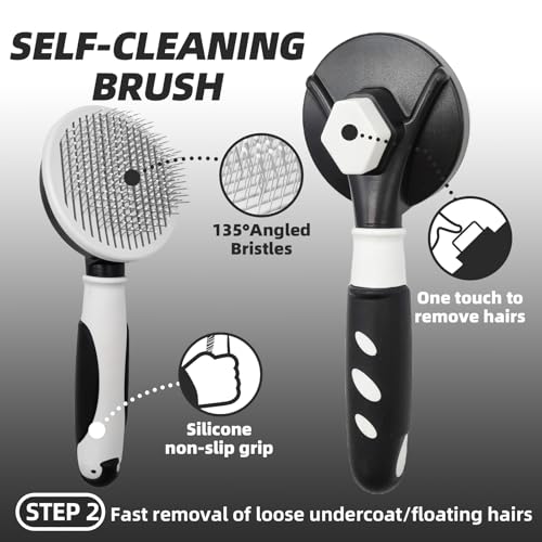 Dog Brush for Shedding, 7 PCS Dog Grooming Brush Kit, Undercoat Rake, Slicker Brush, Deshedding Comb, Bath Brush, Nail Clipper for Long & Short Haired Dogs & Cats, Black - color: A-Black