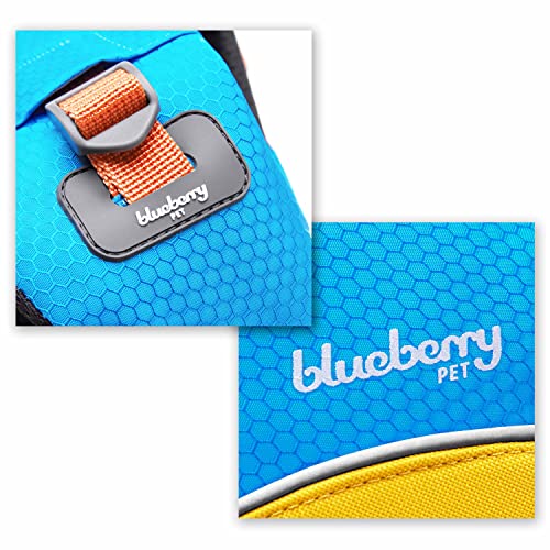 Blueberry Pet 2023 New Reflective Dog Life Jacket for Flotation, Blue and Brillant Yellow, Medium, Fashion Pet Swimming Vest, Life Saver with Adjustable Strong Handle - color: Blue and Brillant Yellow, size: Medium