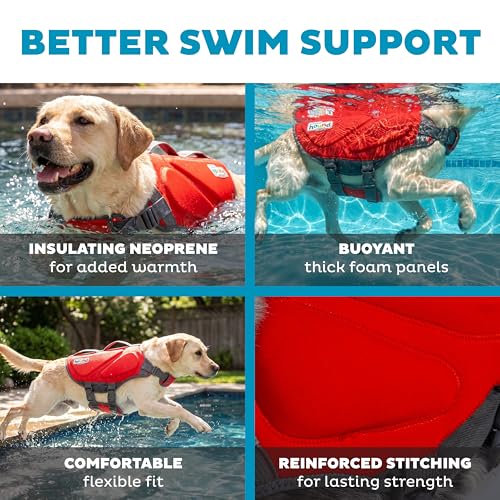 Outward Hound Dawson Swim Red Dog Life Jacket, Large - color: Red, size: Large (Chest Girth: 28"-32")