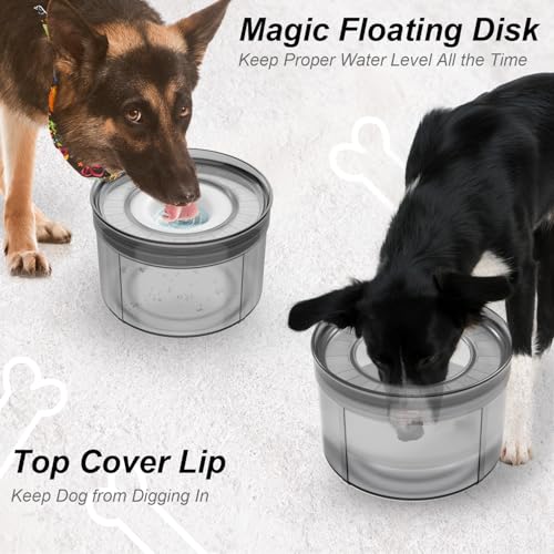 Techphardo 1Gallon No Spill Dog Water Bowl-3.8L Large Capacity, BPA-Free, Anti-Splash & Anti-Digging Design with Non-Slip Base, for Messy Drinkers - color: White