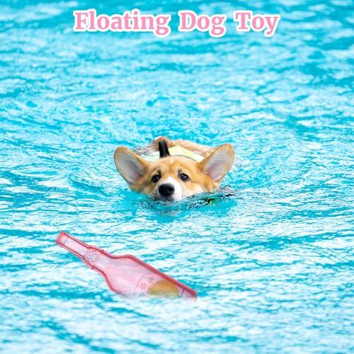 Water Bottle Dog Toy for Aggressive Chewers,Ball in Bottle Rubber Dog Toy,Cute Interactive Pet Rubber Cruncher for Dogs Aggressive Chewers Large/Medium/Small(Pink) - color: Pink