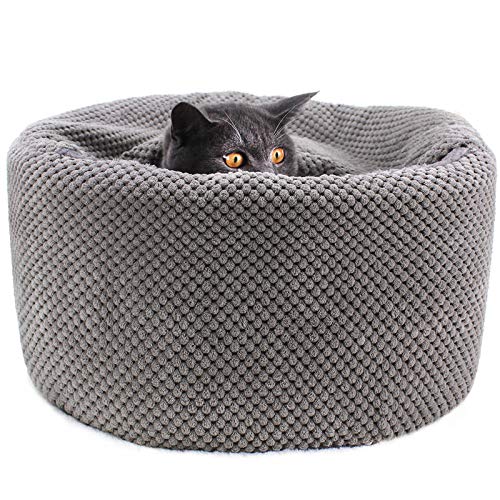 Winsterch Large Cat Cave Bed - Soft, Enclosed & Washable for Indoor/Outdoor Cats & Kittens, Anti-Slip Bottom, Calming, Covered (Gray, 16.5 x 16.5 x 7.48 in) - color: Gray, size: Medium