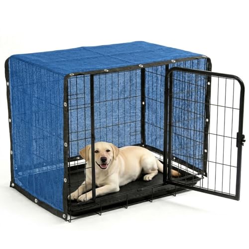 ShadeMart 90% UV Block Sun Shade Cloth for Dog Kennel Cover, 2' x 2' Blue Pet Playpen Sunshade with Grommets, Durable Mesh Tarp for Crate, Patio, Stable,Chicken Coop & Outdoor Privacy Screen. - color: Blue, size: 2' X 2' Custom Size
