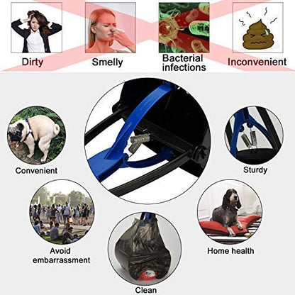 Pooper Scooper Long Handle Top Paw Jaws Poop Scoop Dog Sanitary Waste Pickup Removal for Small,Medium, Large, XL Pets Waste Bag Holder Feces Remover Portable Heavy Duty Disposer with Bags