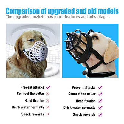 Dog Muzzle Breathable Basket Muzzles for Large and X-Large Dogs, Stop Biting, Barking and Chewing, Best for Aggressive Dogs Black Brown (Black Rubber, L) - size: L