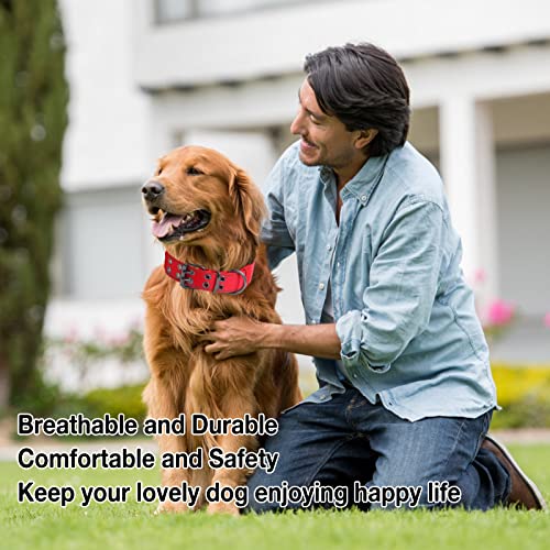 Reflective Dog Collar Heavy Duty Tactical with Control Handle and Metal Buckle for Dog Training(Large, Red) - color: Red, size: Large (Pack of 1)