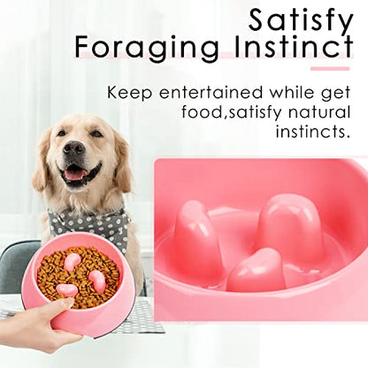 Super Design Slow Feeder Dog Bowl, 3 Cup, Non-Slip, Heat-Resistant, Sturdy, Dishwasher Safe, Suitable for Large Dogs - color: Rose, size: XL